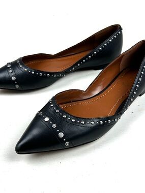 Coach Black Leather Studded Flats Women’s Size 5.5 Slip On Flat